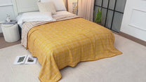 Super Soft Reversible Yellow & White Criss Cross Cotton Double Dohar