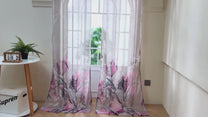 2 Pcs Grey & Pink Sheer Window / Door / Semi Long Door/ Long Door Curtains