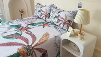Story@home 300 TC Talespun Microfiber White & Green King Size Floral Bedsheet with 2 Pillow Covers