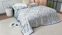 Super Soft Cambric Cotton White & Blue Double Dohar