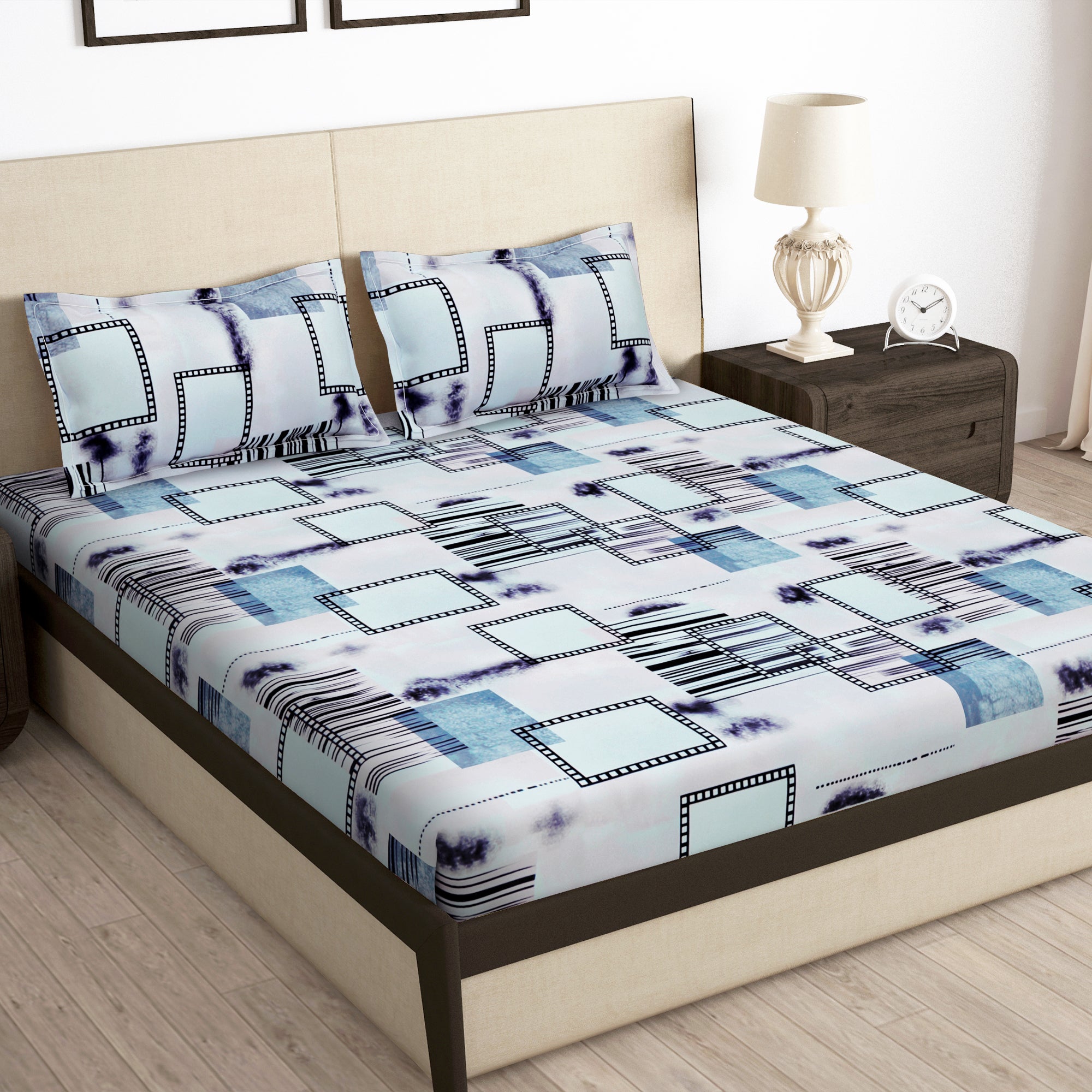 Arena 186 TC Ivory Double Size Bedsheet With 2 Pillow Cover