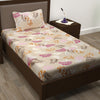 Story@Home 210 TC 100% Cotton Green & Peach Floral 2 Single Bedsheet Combo with 2 Pillow Covers