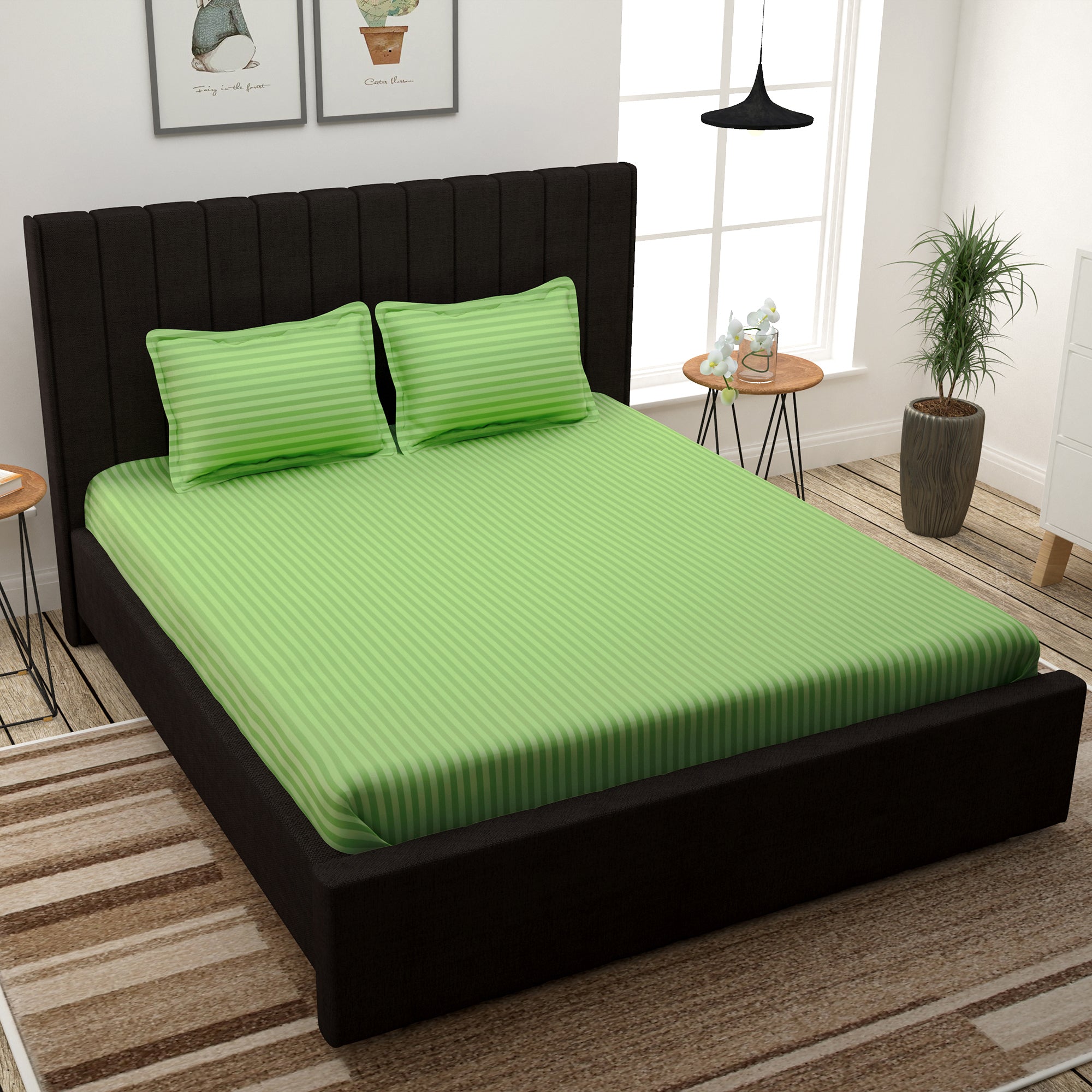 Forever Cotton 300 TC Green King Size Bedsheet