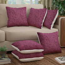 Story@Home Pink Abstract Polyester 6 pcs of Alegra Cushion Covers
