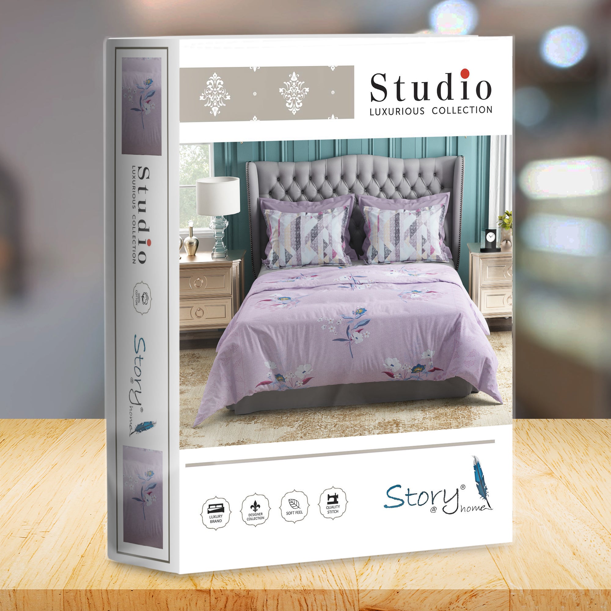 Studio Luxurious 144 TC 100% Cotton Pink Double Bedsheet