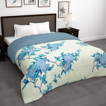 180 GSM Light Yellow Floral Microfiber Fusion Reversible Double Comforter