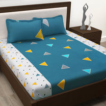 Metro Cotton Double Bedsheets Combo - 186 TC- Multicolor - Stripes and Fancy Mix N Match Design