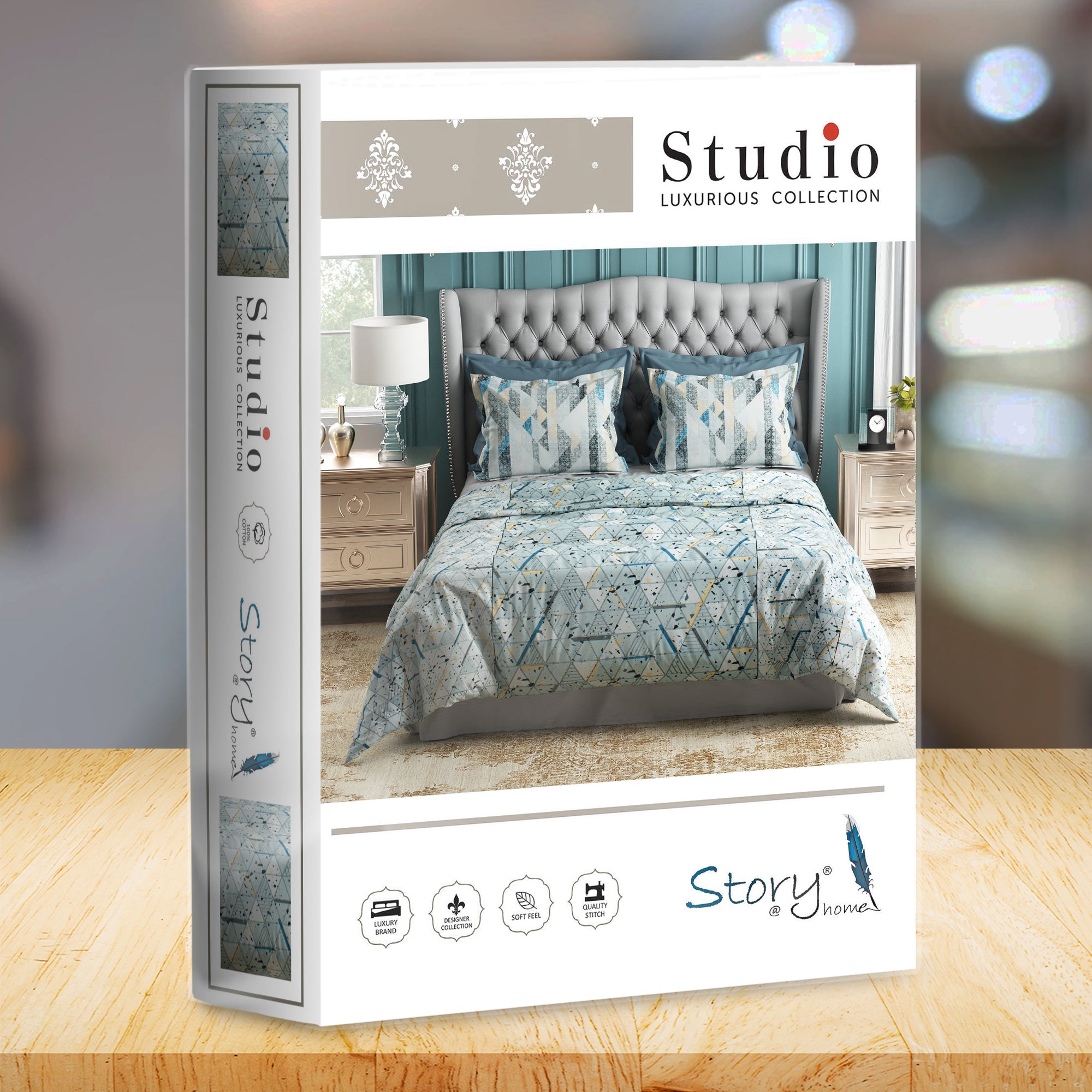 Studio Luxurious 144 TC 100% Cotton Blue Double Bedsheet