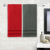 Story@Home 2 Units 100% Cotton Ladies Bath Towels - Wine Red and Charcoal Grey