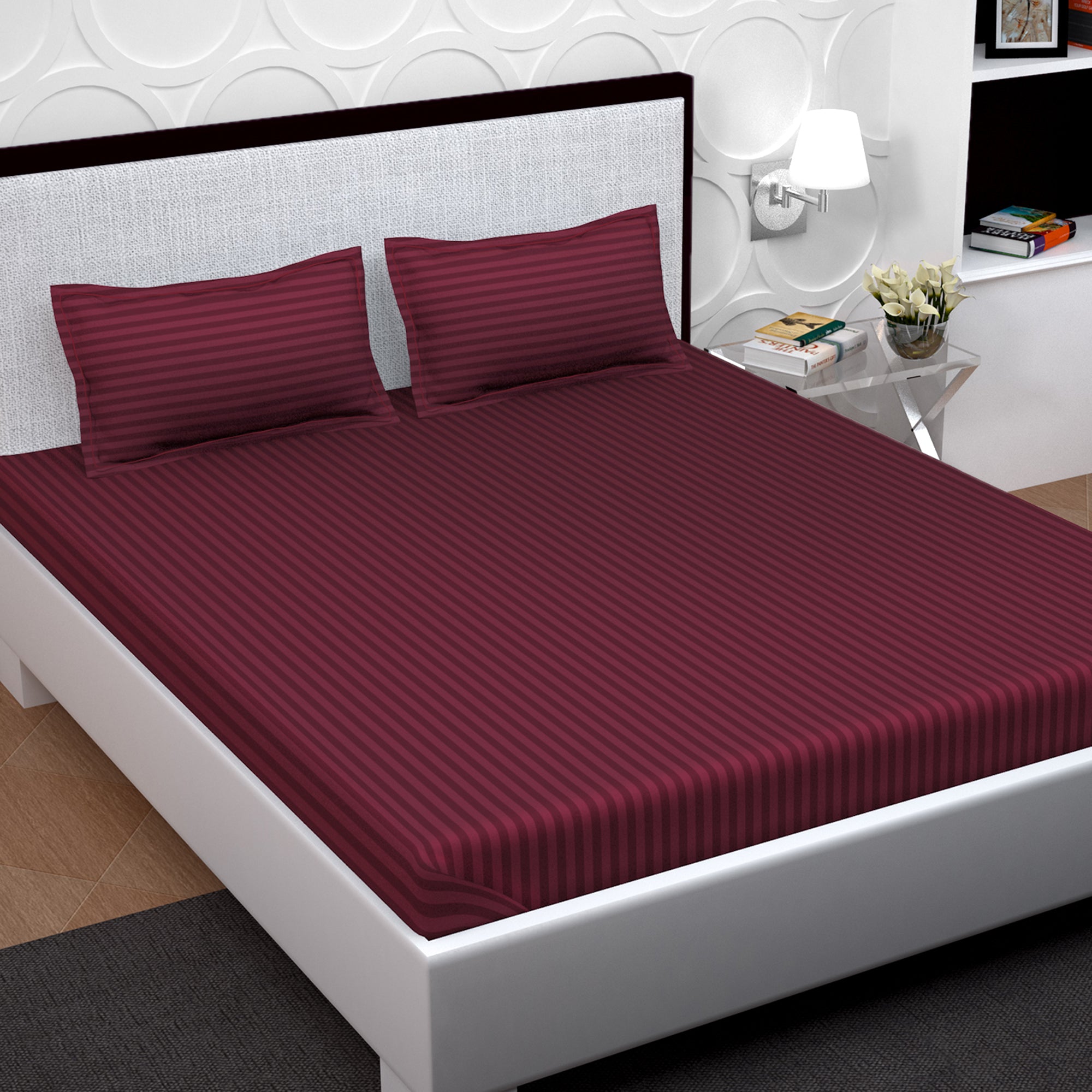 PAVO Tranquil Luxurious Premium Hotel Quality  (Wine Red) King size Bedsheet