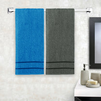 Story@Home 2 Units 100% Cotton Ladies Bath Towels - Blue and Charcoal Grey