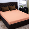 PAVO Tranquil Solid Luxurious King Bedsheet (Peach and Choco Brown)