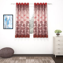 2 Pcs Maroon Berry Jacquard Room Darkening Window/Door/Long Door Curtains