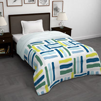 180 GSM White Abstract Microfiber Fusion Reversible Single Comforter