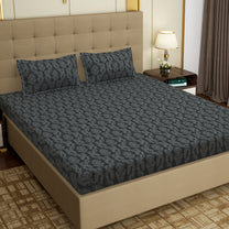 MOLLIS HOMES SUPER KING SIZE BEDSHEET - Brocade Patter, Charcoal