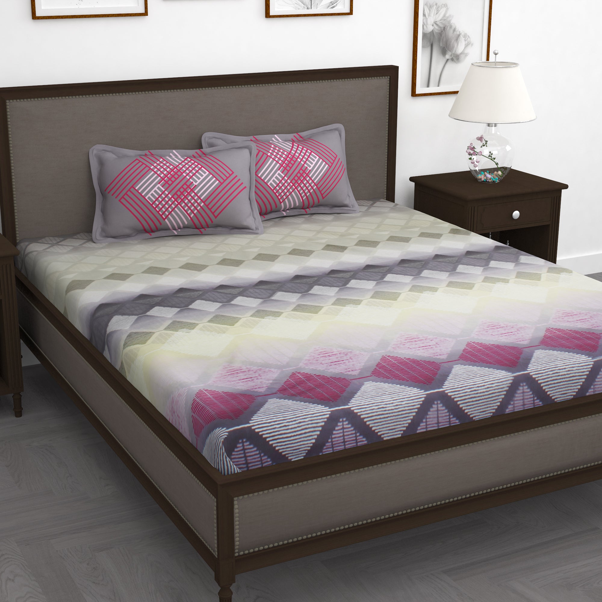 Story@Home 210TC 100% Cotton Floral King size 2 Bedsheet With 4 Pillow Covers