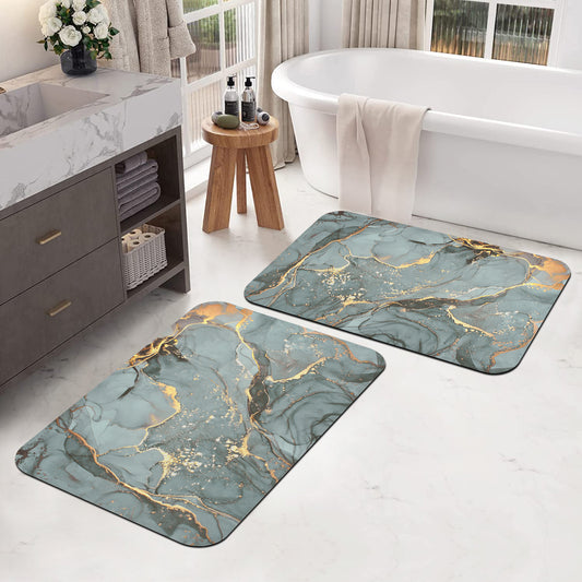 2 Units Nappa Leather Greyish Green Water Color Encore Bathmat