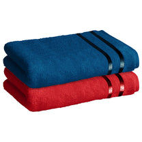 Story@Home 2 Units 100% Cotton Ladies Bath Towels - Wine Red and Navy