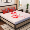 Pure Cotton White & Red Leaf Tevel King Size Bedsheet