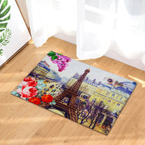 Story@Home 5 Units Premium Fabric Paris Aqua Door Mat - Multicolor - 60 cm X 40 cm