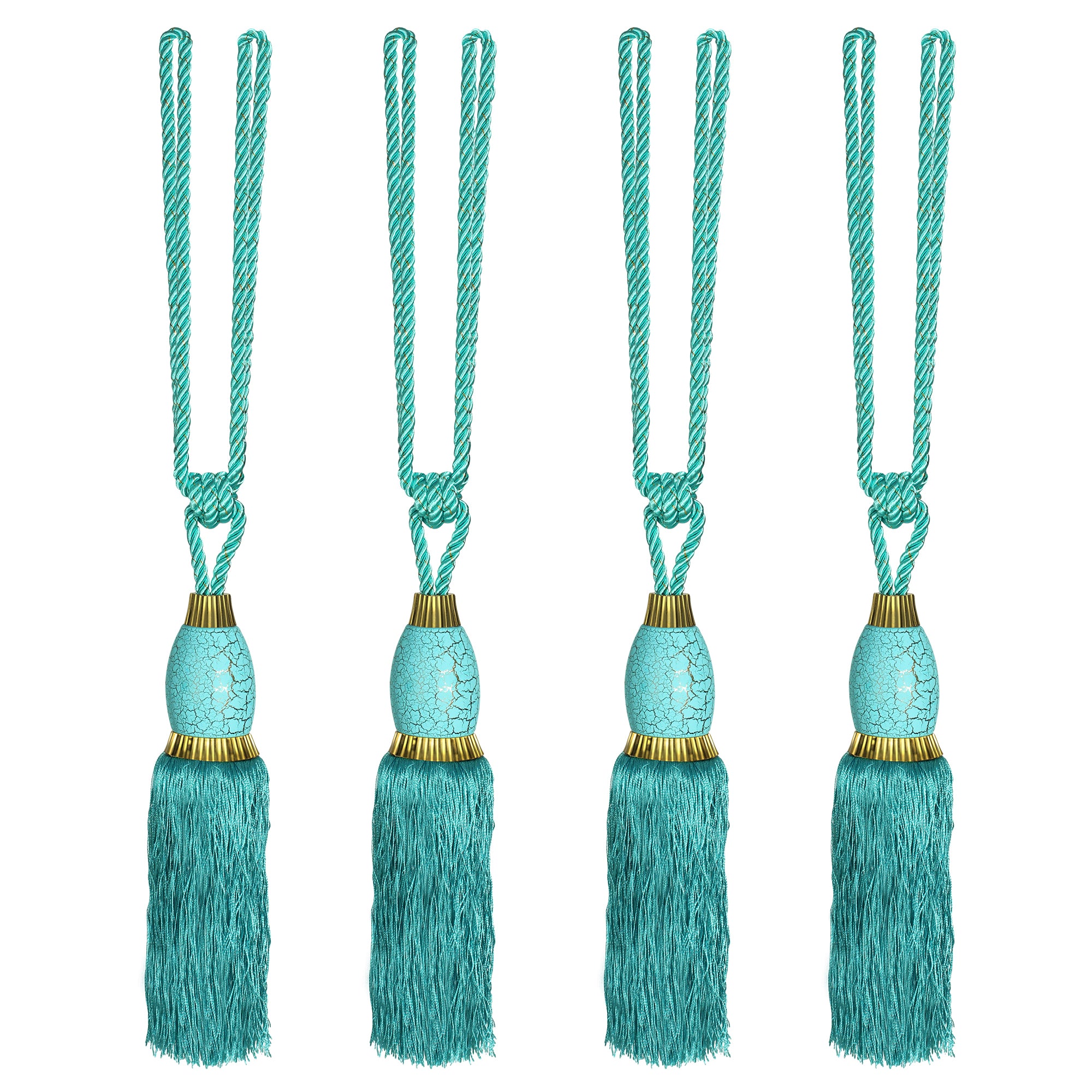 Set Of 4 Home Decorative Braided Tassel Rope Tiebacks