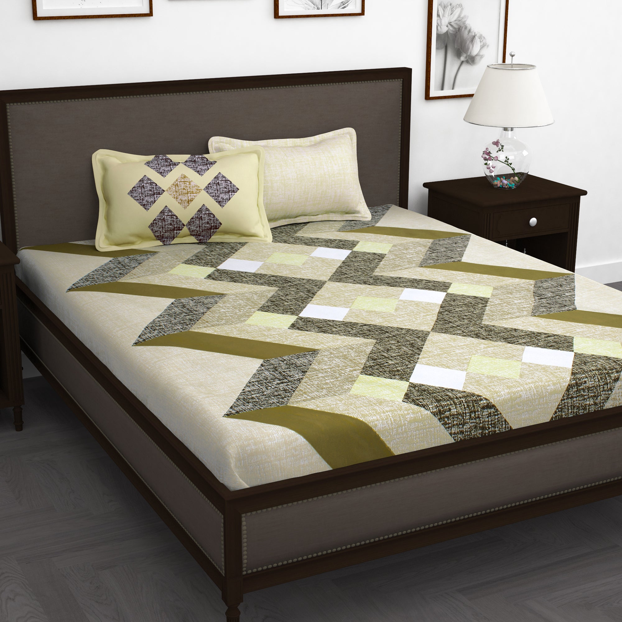 Story@Home 210TC 100% Cotton Floral King size 2 Bedsheet With 4 Pillow Covers