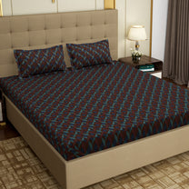 MOLLIS HOMES SUPER KING SIZE BEDSHEET - Lattice Pattern, Blue