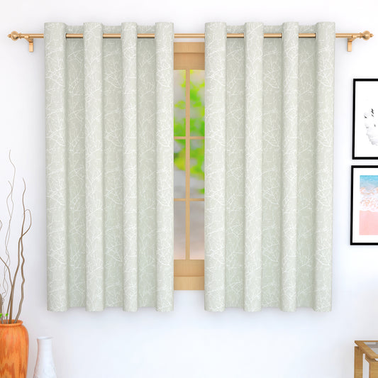2 Pcs 400GSM Off White Azurio Jacquard Polyester Window/Door/Long Door Curtains