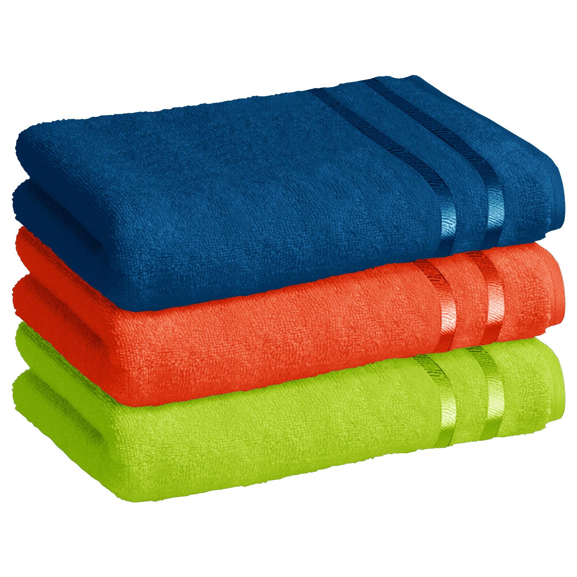 Story@Home 3 Units 100% Cotton Ladies Bath Towels - Navy, Orange and Green