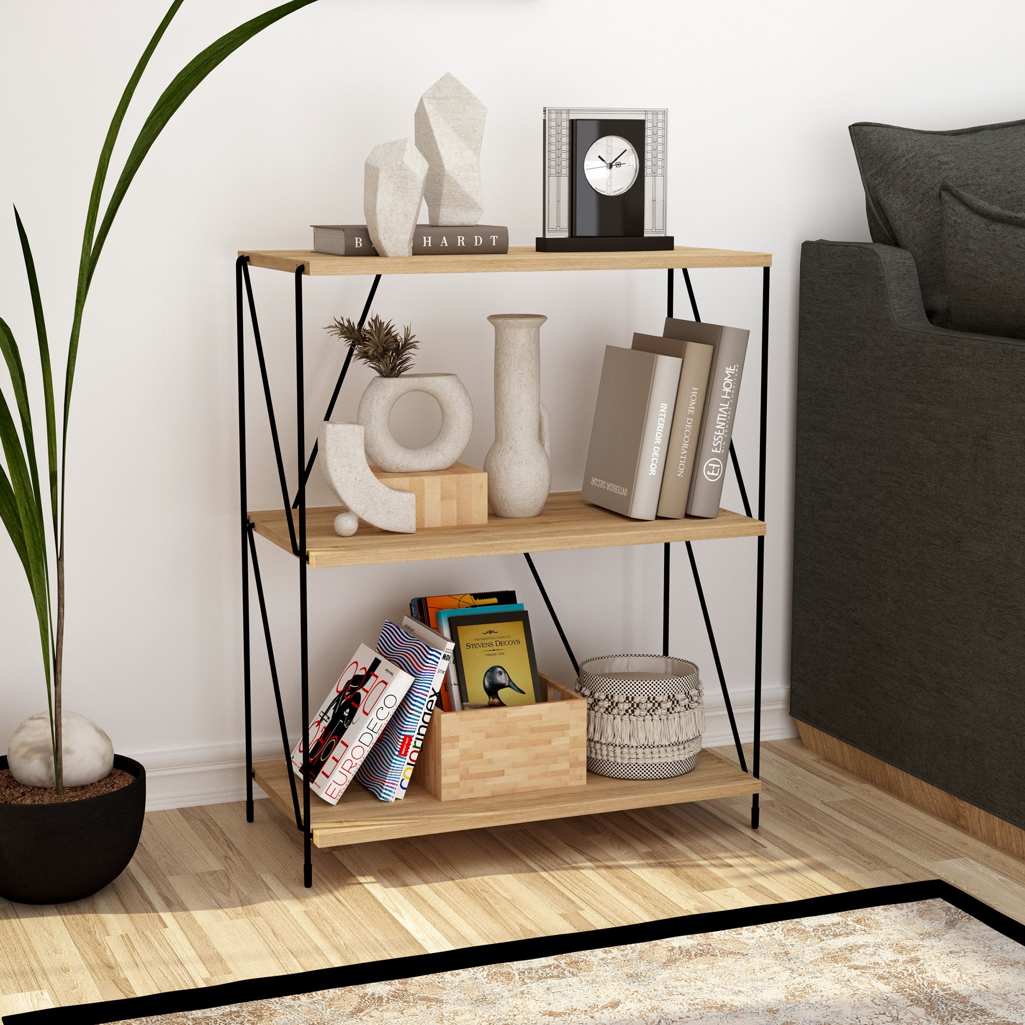 Lazywud DIY String Rack Bed Side Table For Bedroom and Corner Table for Living Room (Summer Oak)