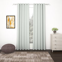 2 Pcs Grey Blackout Faux Silk Room Darkening Window/Door/Long Door Curtains