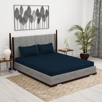 300 TC Dark Blue 1 King Size Bedsheet With 2 Pillow Cover
