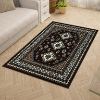 Brown Ethnic Rustico Rug/Carpet with Anti Skid Backing