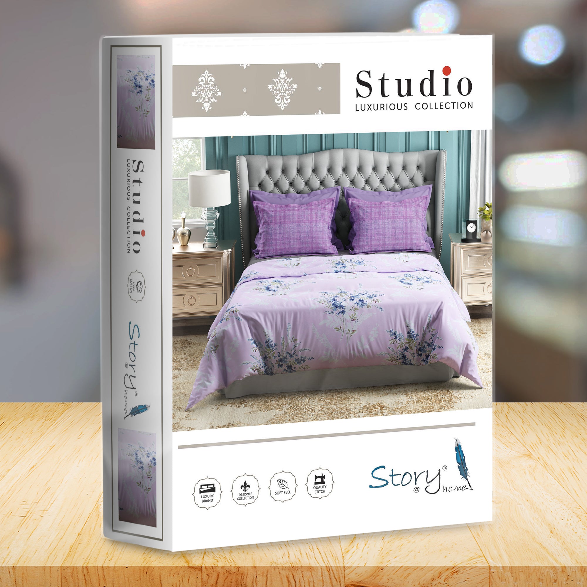 Studio Luxurious 144 TC 100% Cotton Purple Double Bedsheet