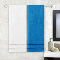 Story@Home 2 Units 100% Cotton Bath Towels - White and Blue