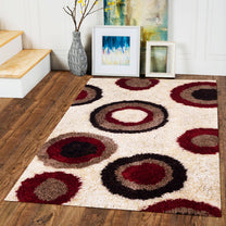 Circle Pattern Beige Carpet for Living Room & Bedroom
