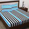 Metro 186 TC Cotton White and Blue Double Bedsheet with Pillow Covers