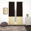 2 Pcs Brown-Beige Blackout Gold Faux Silk Room Darkening Door Curtains, 7 Ft