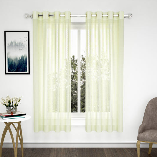 2 Pcs Cream Sheer Net Polyester Window/Door Curtains