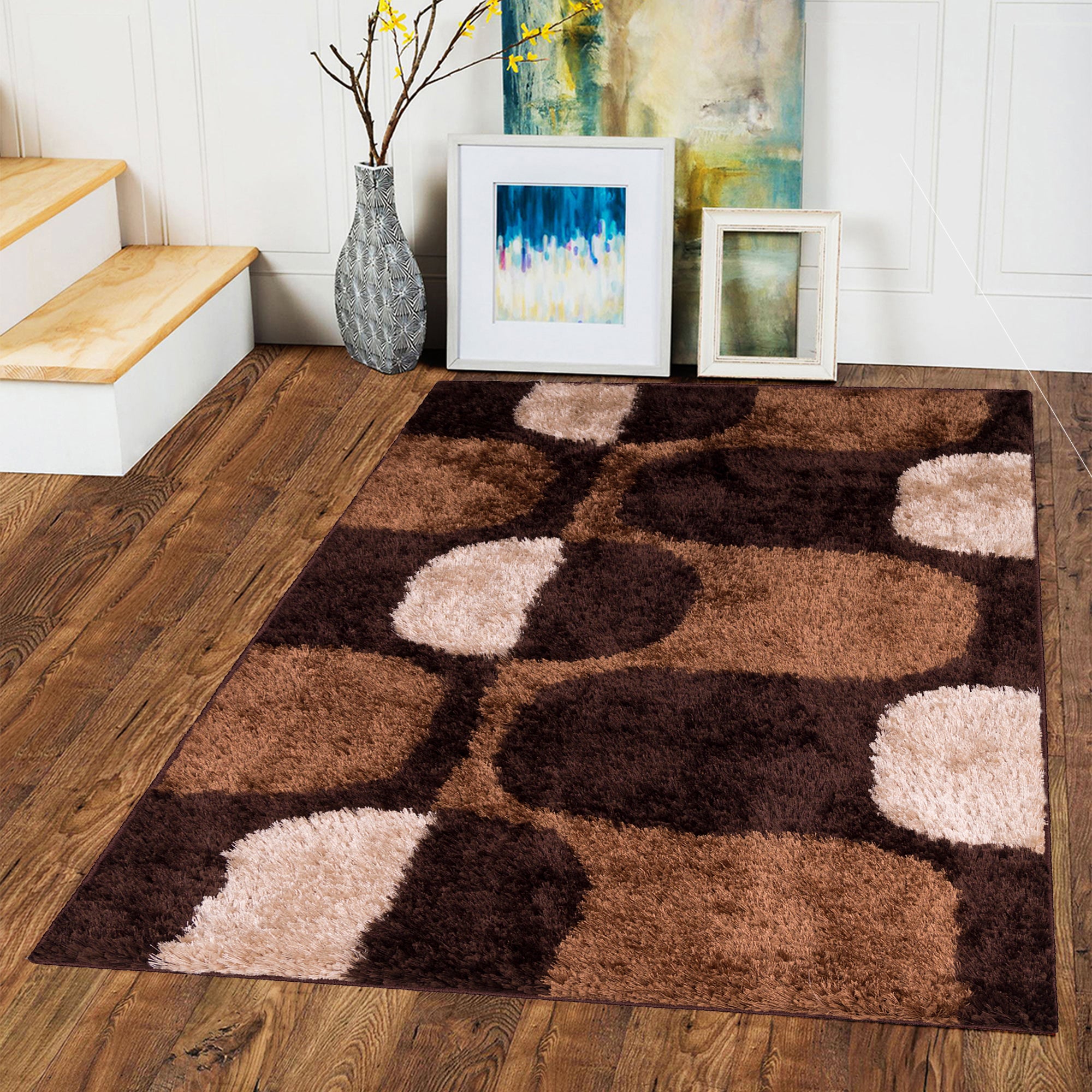 Abstract Pattern Brown Carpet for Living Room & Bedroom