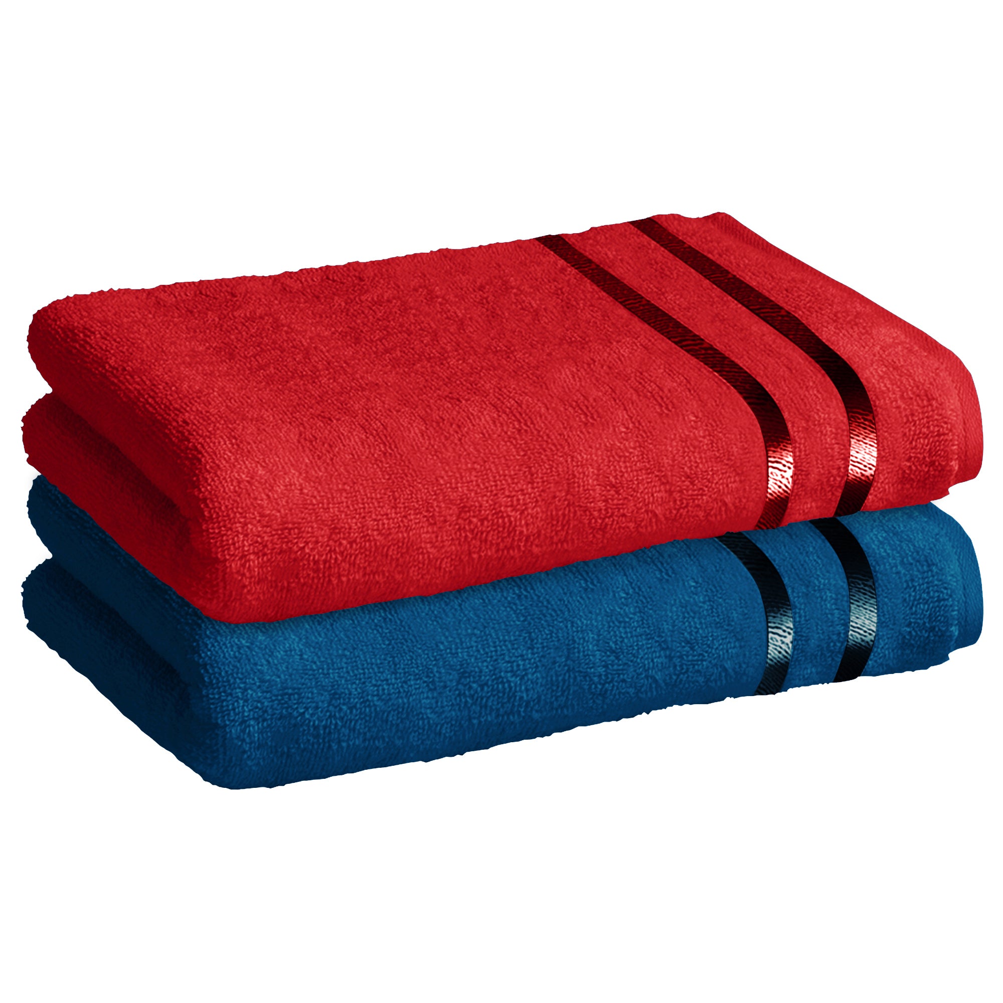 Story@Home 2 Units 100% Cotton Bath Towels - Navy Blue and Wine Red