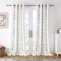2 Pcs 300GSM Ivory Bohemian Cotton Canvas Curtain Window/Door/Long Door Curtains