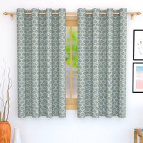 2 Pcs 400GSM Grey Azurio Jacquard Polyester Window/Door/Long Door Curtains