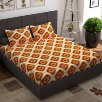 Ventura 144 TC 100% Cotton Orange Double Bedsheet