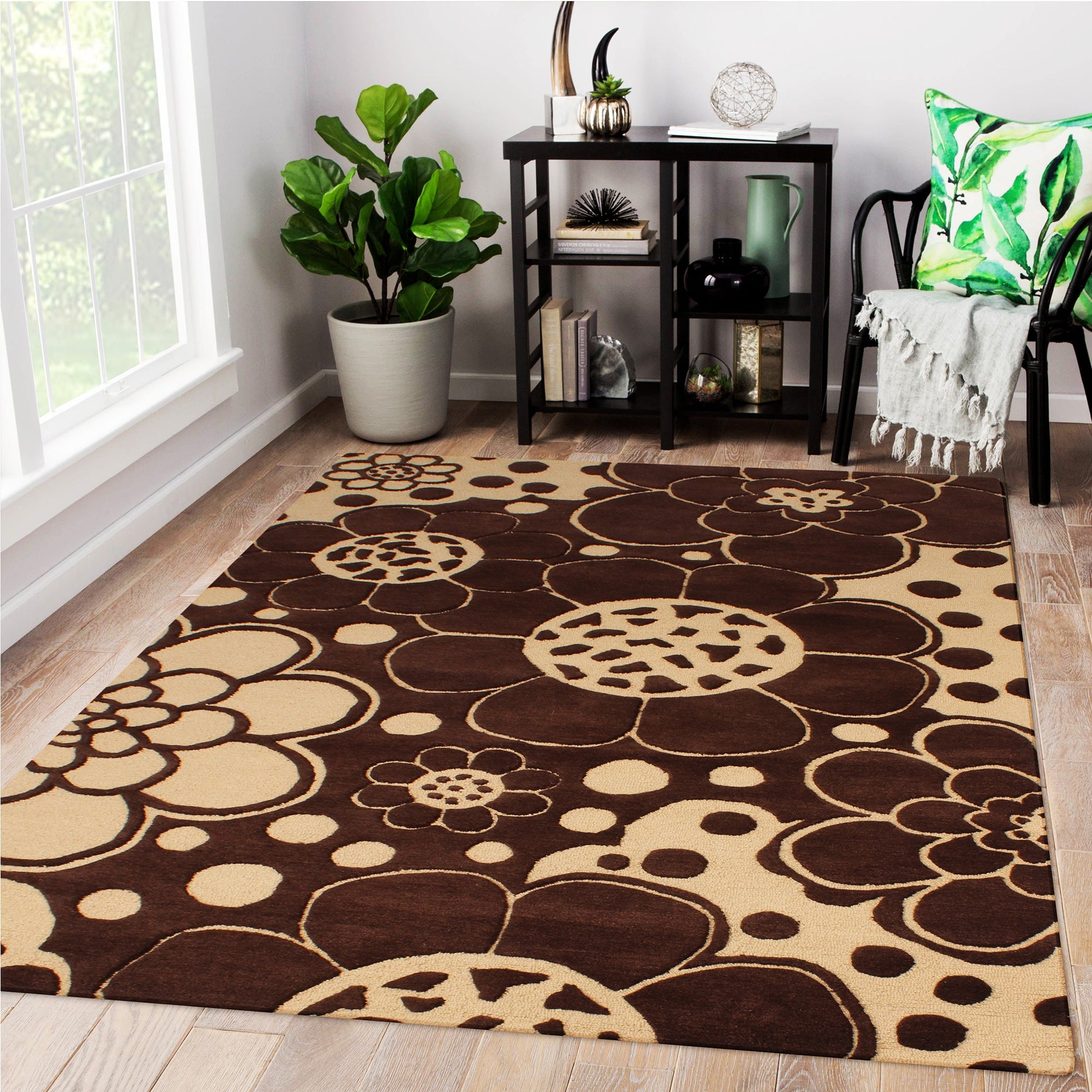 Brown Woolen Handmade Bhadohi Carpet
