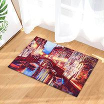 Story@Home 5 Units Premium Fabric Modern City Aqua Door Mat - Multicolor - 60 cm X 40 cm