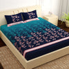Artini Collection Floral Pattern King Size Bedsheet - Blue
