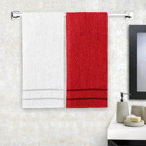 Story@Home 2 Units 100% Cotton Ladies Bath Towels - White and Wine Red