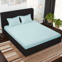 500 TC 100% Cotton Light Blue 1 Unit King size Bedsheet with 2 pillow Covers
