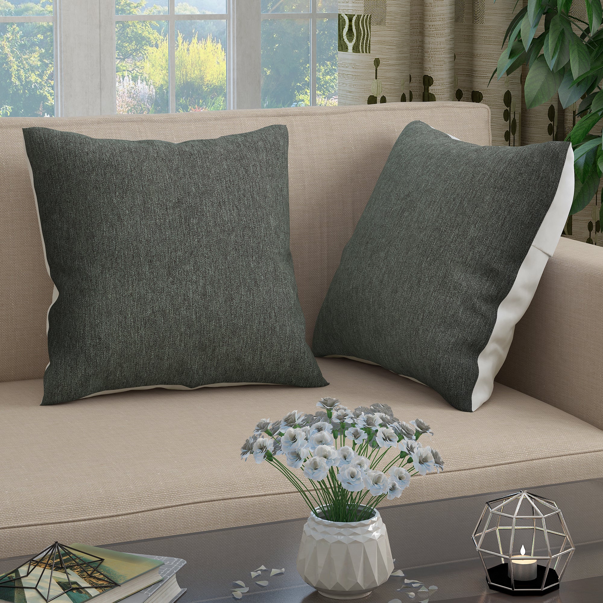Set of 2 - Grey Cushion Covers